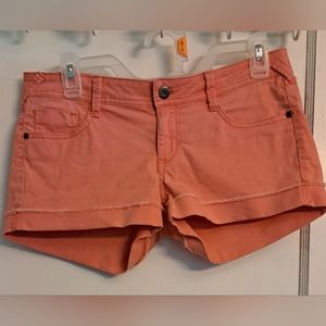 Mudd coral colored summer shorts rolled up cutoffs summer  cool beachy sz7